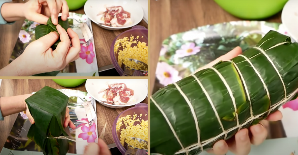 Cách làm bánh tét nhân thịt truyền thống